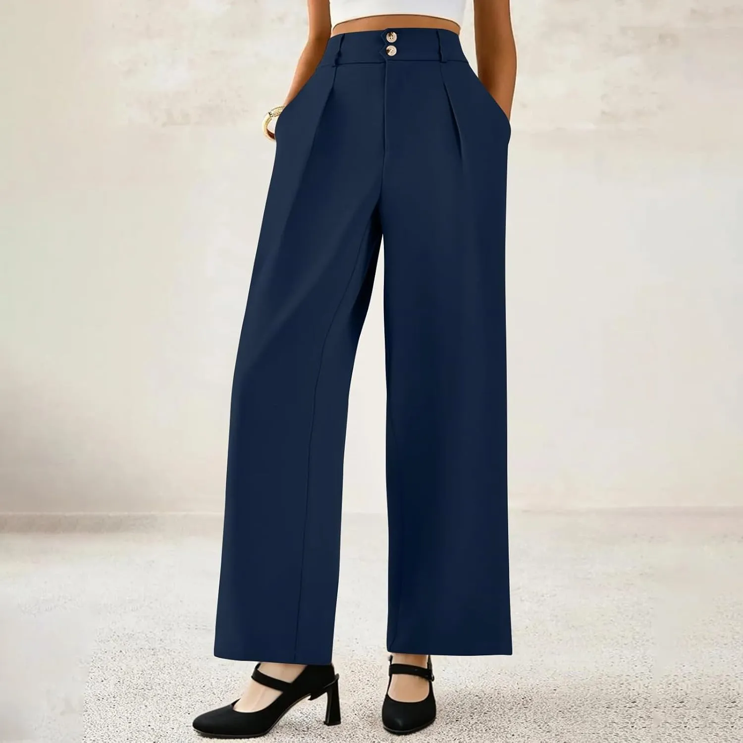 Wide Leg Professional Dress Pants Women 2025 High Waisted Business Casual Suit Office Work Pants Women with Pockets