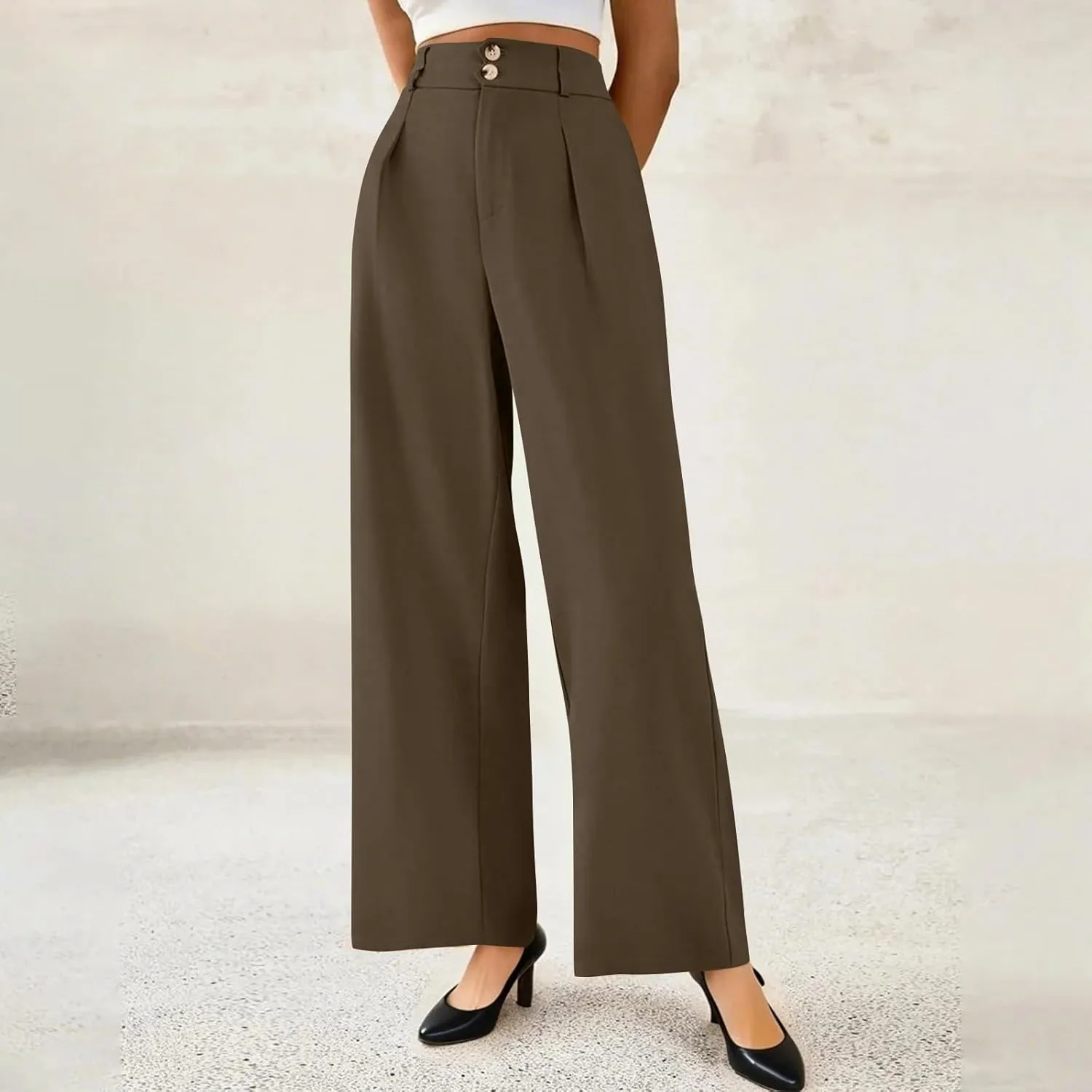 Wide Leg Professional Dress Pants Women 2025 High Waisted Business Casual Suit Office Work Pants Women with Pockets