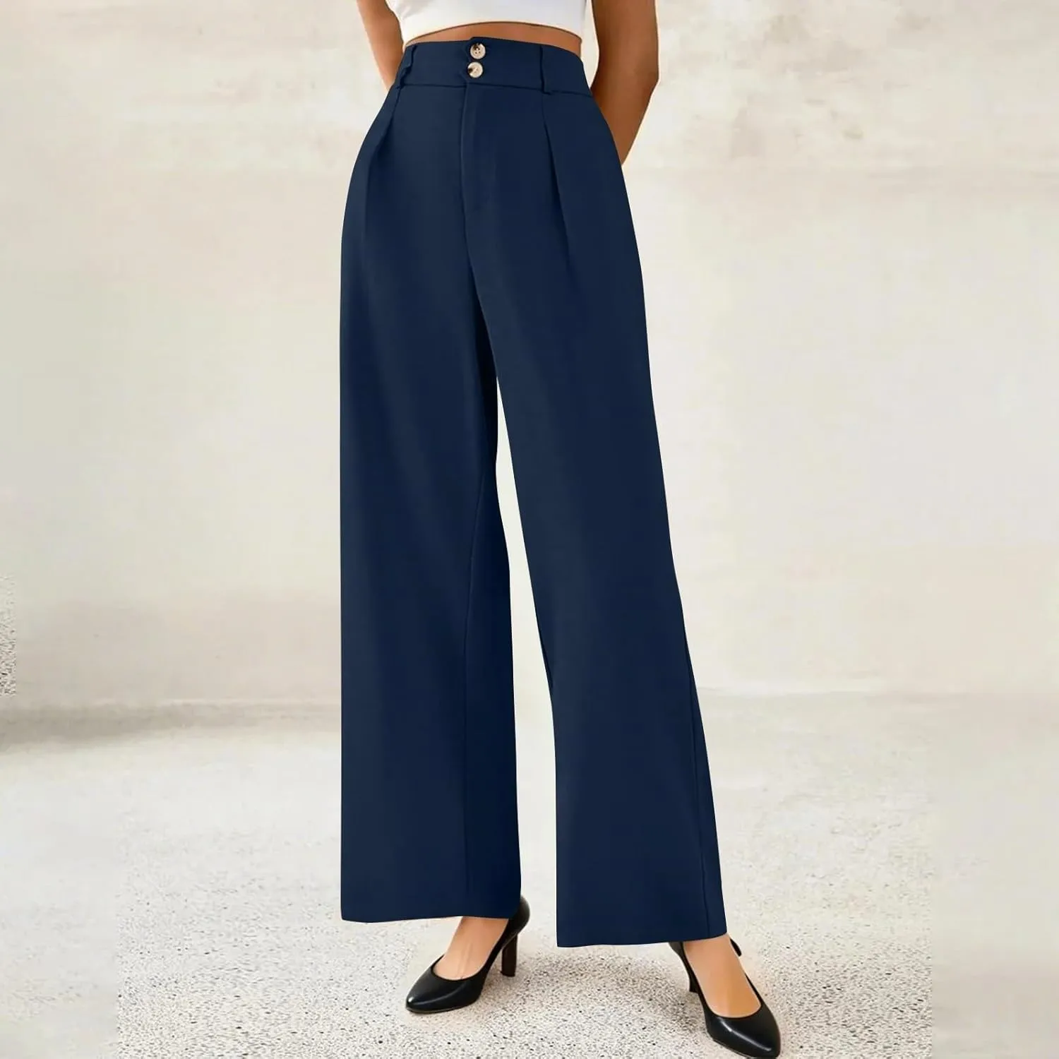 Wide Leg Professional Dress Pants Women 2025 High Waisted Business Casual Suit Office Work Pants Women with Pockets
