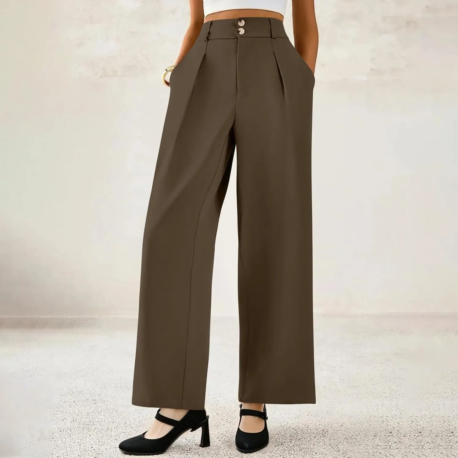 Wide Leg Professional Dress Pants Women 2025 High Waisted Business Casual Suit Office Work Pants Women with Pockets