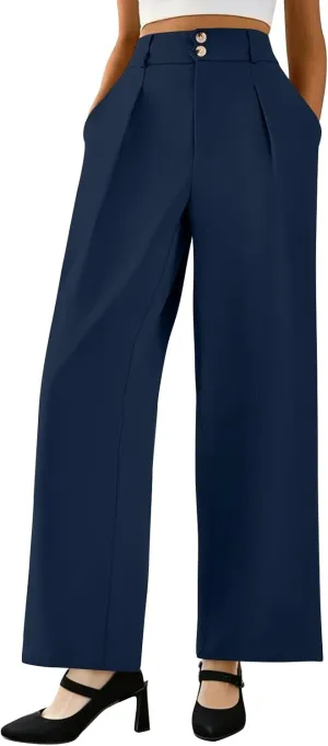 Wide Leg Professional Dress Pants Women 2025 High Waisted Business Casual Suit Office Work Pants Women with Pockets
