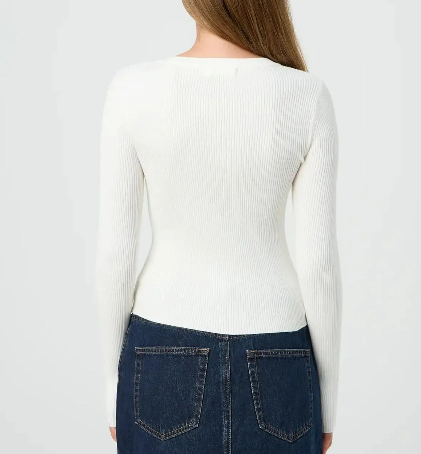 Women Casual Long Sleeve Crewneck Ribbed Knit Crop Cardigan Tight Slim Fit Button Up Sweater Shirts Fall Outfits