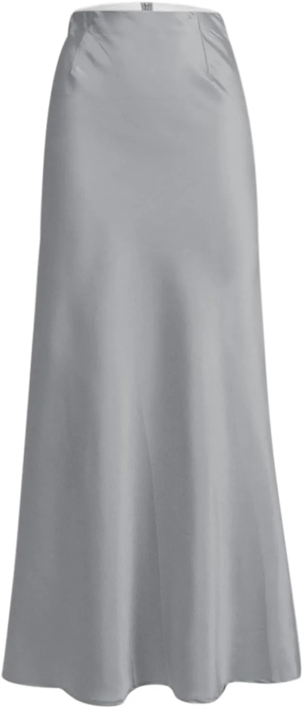 Women Spring Summer Skirt 2024 Silk Elegant High Waist Cocktail Party Wedding Hem Satin Maxi Skirts Corduroy Mini