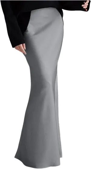 Women Spring Summer Skirt 2024 Silk Elegant High Waist Cocktail Party Wedding Hem Satin Maxi Skirts Corduroy Mini
