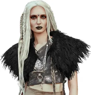 Women Viking Queen Faux Fur Shoulder Cape Warrior Shawl Collar Winter Warm Shoulder Wrap Nordic Halloween Costume Cloak