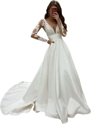 Women's Lace Mermaid Wedding Dresses for Bride 2024 Beach Bohe Wedding Bridal Gowns BF04