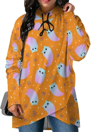 Womens' Long-sleeve Cape Style Cute Elves Hoodies Layered Fantasy Loose-fit