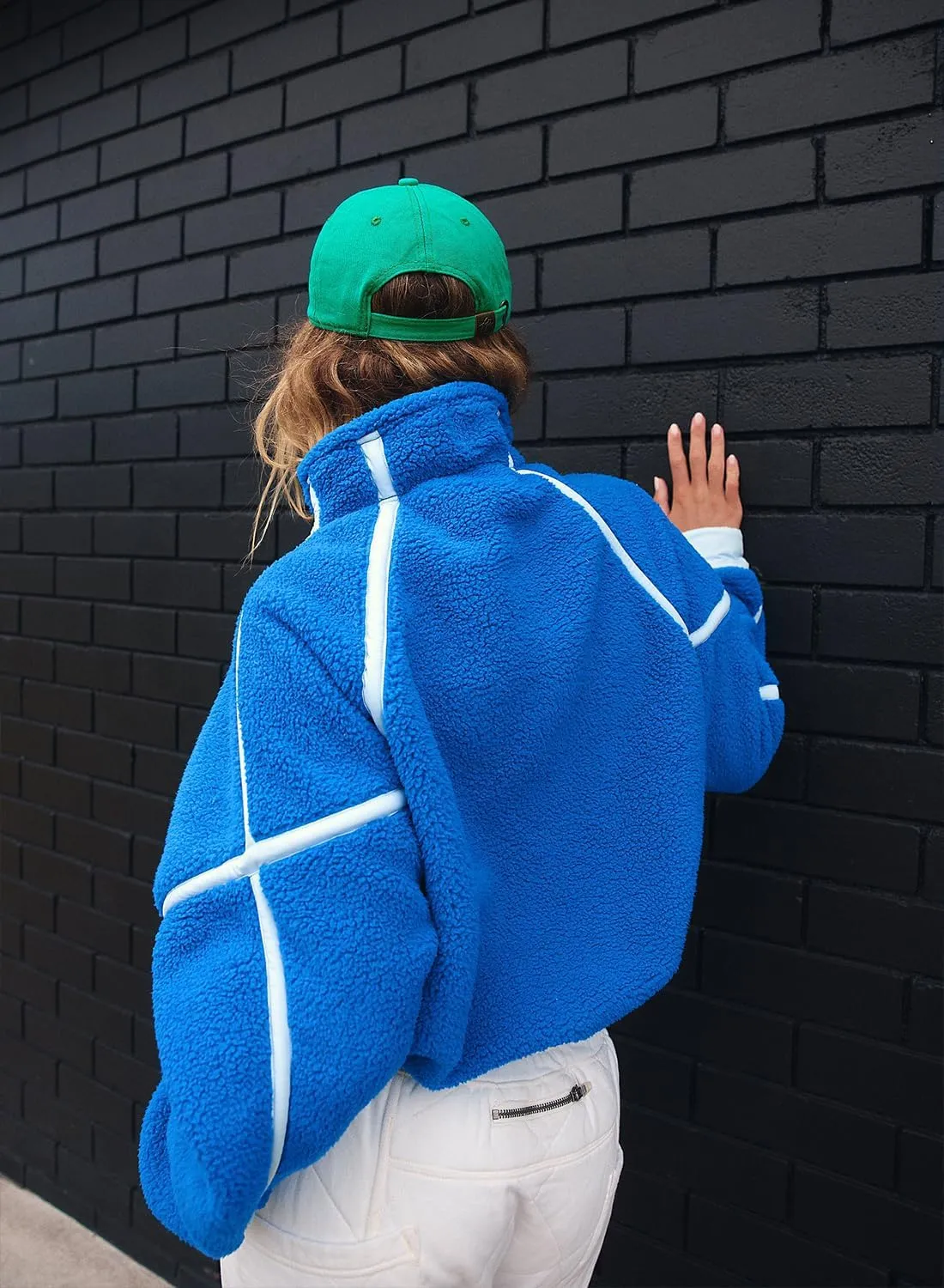 Women's Oversized Fleece Sweatshirt Long Sleeve Half Zip Sherpa Hoodie Fleece Pullover Top With Pockets