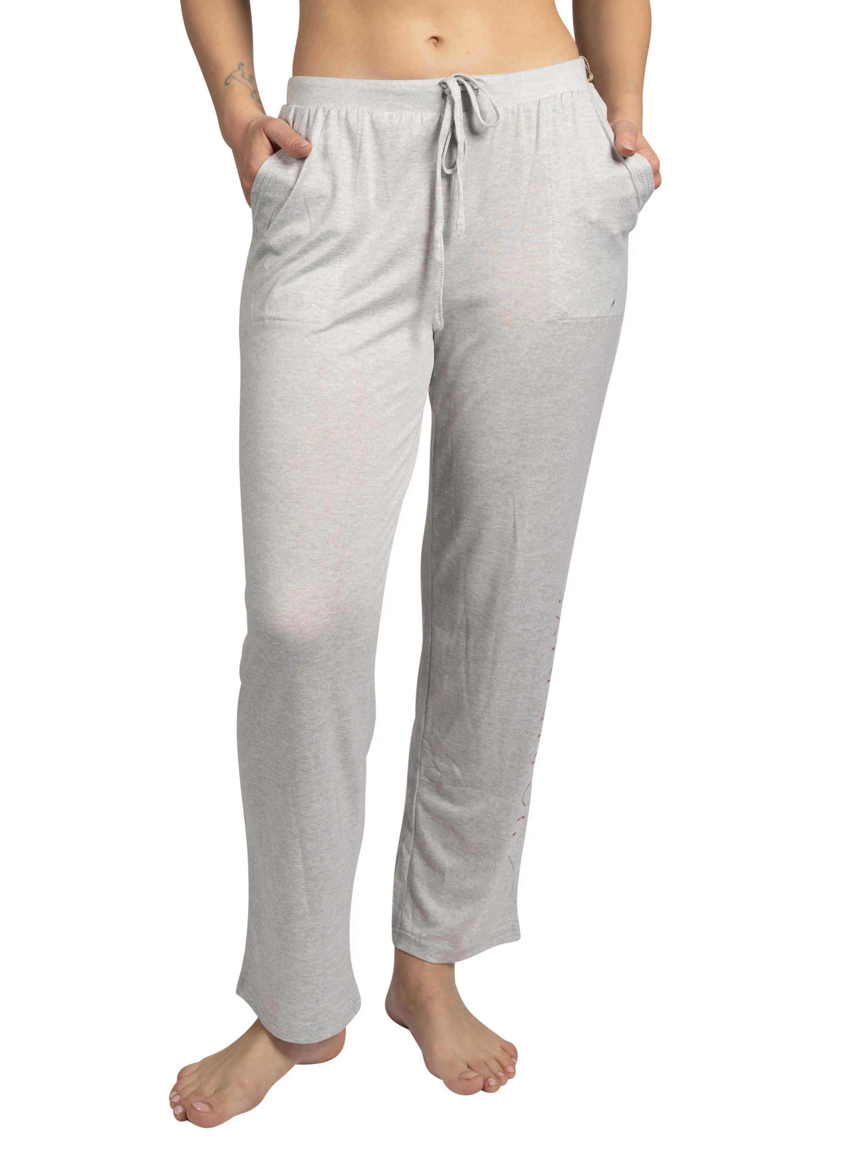 Women's "NO BAD DAYS" Tapered Leg Drawstring Pajama Pants with Pockets and Graphic Text