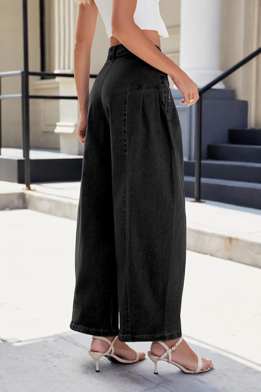 Women's Wide Leg Jeans High Waisted Straight Leg Baggy Jeans Bell Bottom Casual Denim Pants