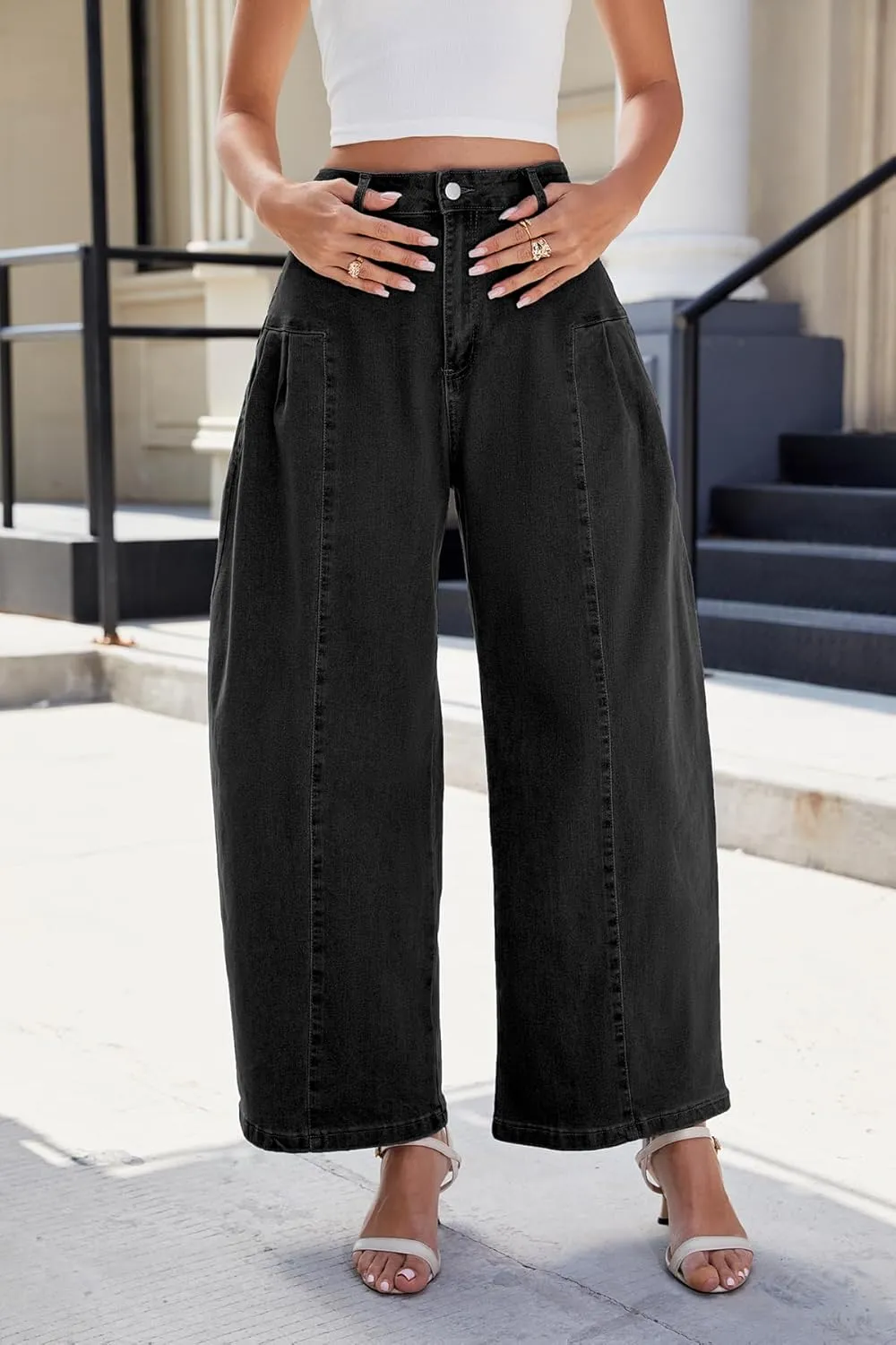 Women's Wide Leg Jeans High Waisted Straight Leg Baggy Jeans Bell Bottom Casual Denim Pants