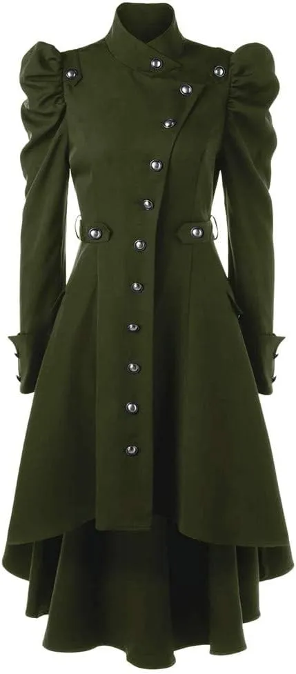 ZBYY Women's Gothic Vintage Steampunk Victorian Swallow Tail Long Trench Coat Jacket Casual Gothic Coats